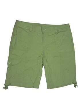 St Johns Bay Cargo Shorts Womens 16 Olive Green Utility Hiking Casual Drawstring